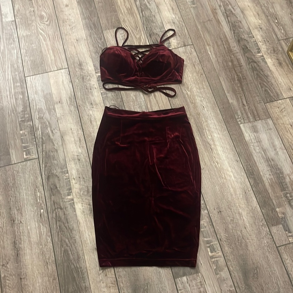 Red Velour Fashion Nova Set